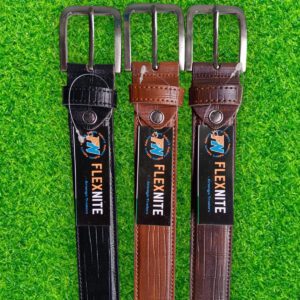 Men's rexine belt with leather-look finish manufactured by Aramya Traders for wholesale supply.